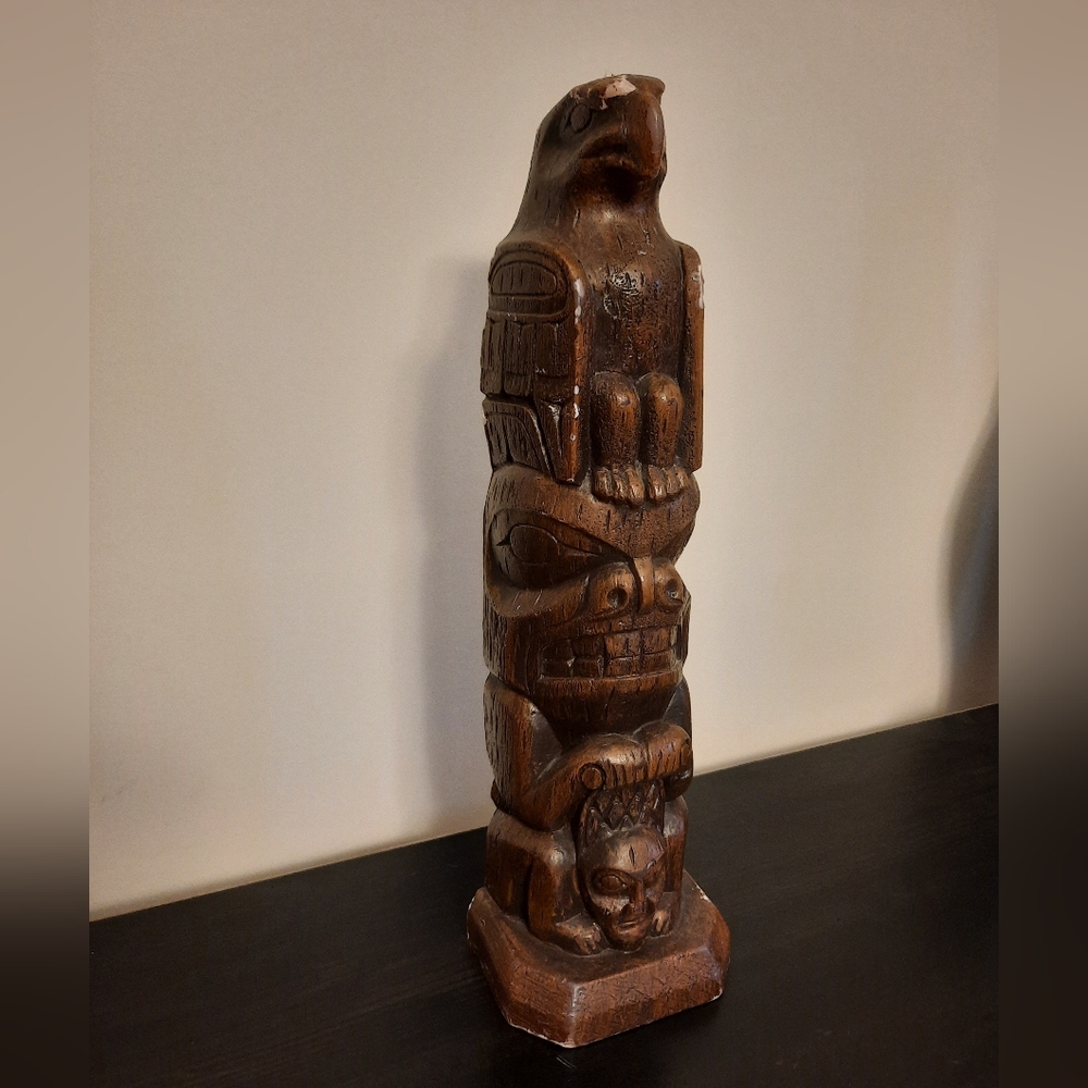 Large Vintage RARE Pearlite Wax Haida Totem Pole Candle